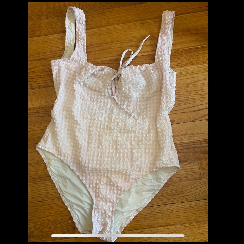 Solid and Striped One Piece Swimsuit